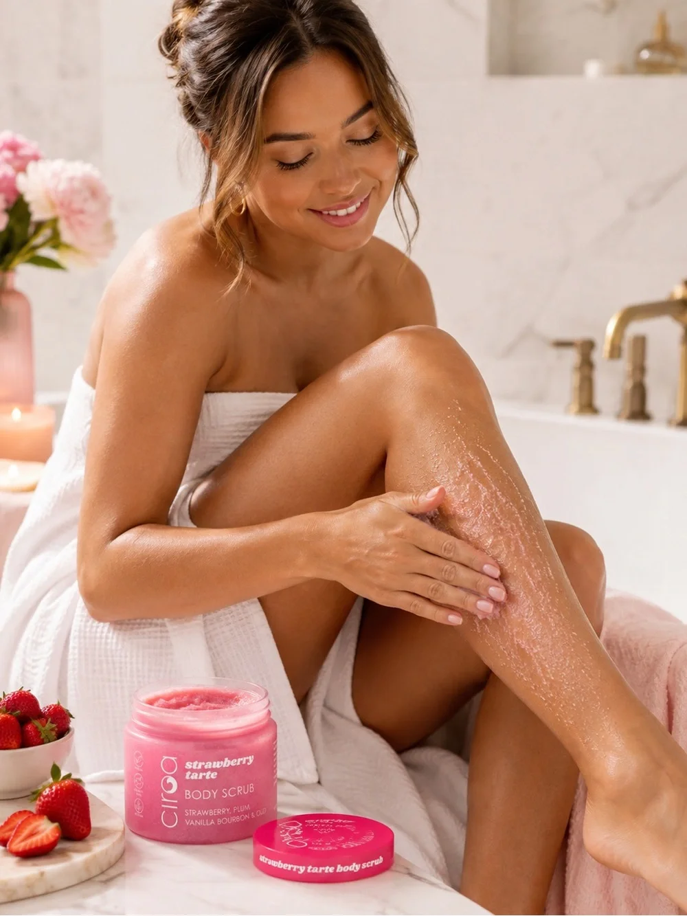 Ciroa Strawberry Tarte Body Scrub - Bright Pink Jar